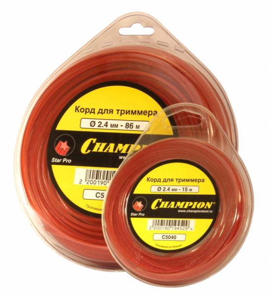 Корд триммерный Champion Star Pro 2,4 х 86м звезда (красная)